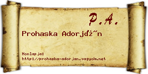 Prohaska Adorján névjegykártya